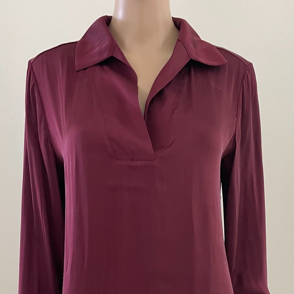 David Lerner Blouse Burgundy Long Sleeves Women's Size Small